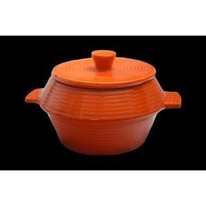 California Pottery Casserole Dish Lid Vintage Antique Orange Mid-Century USA